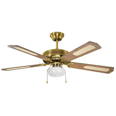 Rattan Ceiling Fan with Light Antique Brass Motor Power 60W