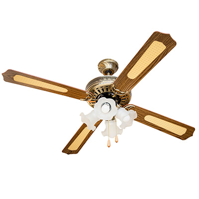 Rattan Ceiling Fan with Light Antique Brass Motor Power 60W