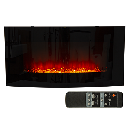 Fireplace Decorative Curved Glass Indoor with Crystals 1800W 220-240