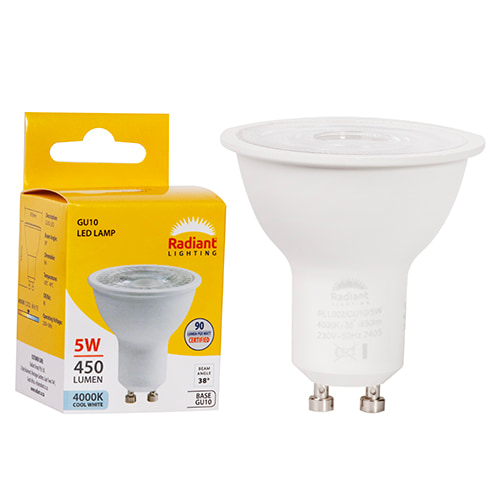 GU10 Clear Lens 5W LED 4000K Non Dimmable105 lm/W