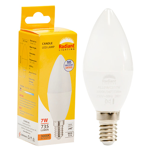 Candle Frosted 7w LED E14 3000K 105 lm/W