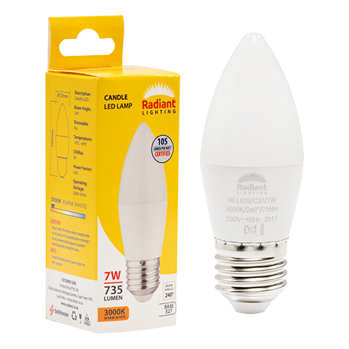 Candle Frosted 7w LED E27 3000K 105 lm/W