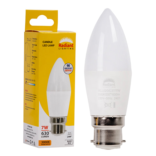 Candle Frosted 7W LED B22 3000K 105 lm/W