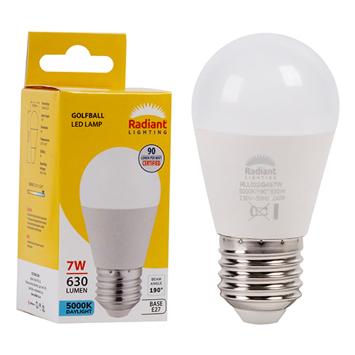 Golfball Frosted 7w LED E27 5000K 105 lm/W