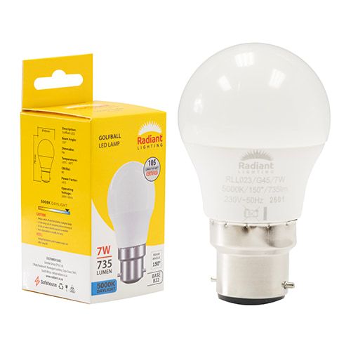 Golfball Frosted 7W LED B22 5000K 105 lm/W