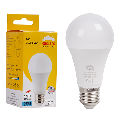 A60 12W LED E27 5000K 105 lm/W