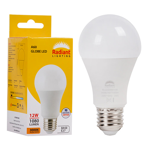 A60 12W LED E27 3000K 105 lm/W