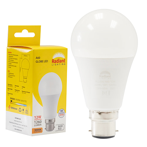 A60 12W LED B22 3000K 105 lm/W
