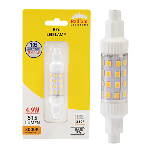 QI Clear 4.9w LED R7s J78mm 3000K 105 lm/W