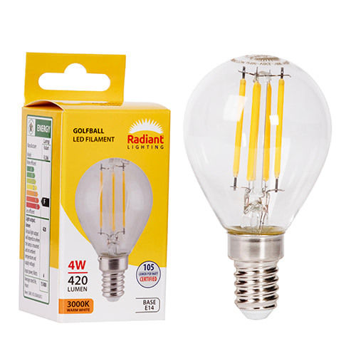 Golfball Filament Clear 4w LED E14 3000K 105 lm/W