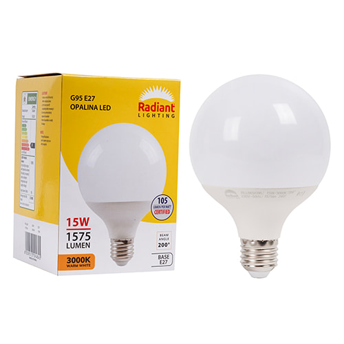 Opalina Frosted G95 15w LED E27 3000K 105 lm/W