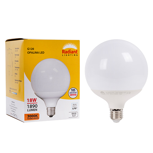 Opalina Frosted G120 18w LED E27 3000K 105 lm/W