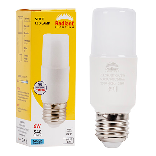 Stick Lamp Frosted T36 6W LED E27 5000K N