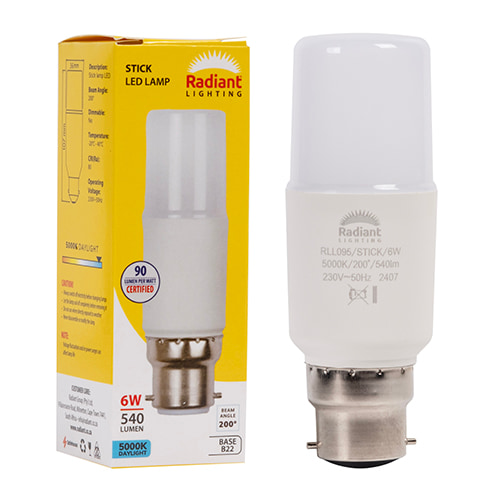 Stick Lamp Frosted T36 6W LED B22 5000K N