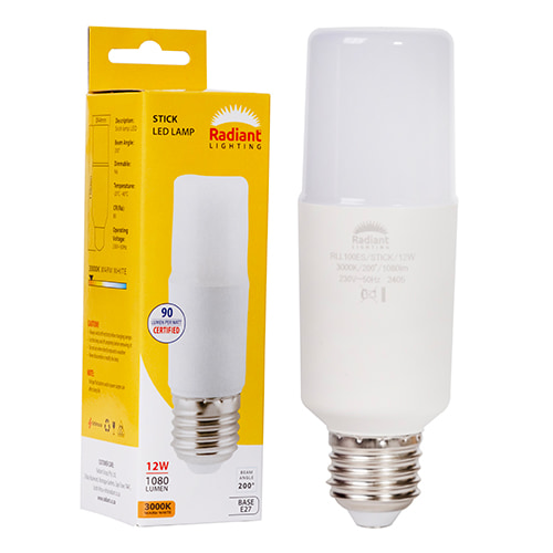Stick Lamp Frosted T44 12w LED E27 3000K 105 lm/W