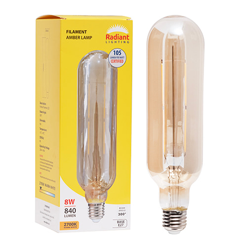 Filament Amber 8w LED E27 2700K 60x234mm 105 lm/W