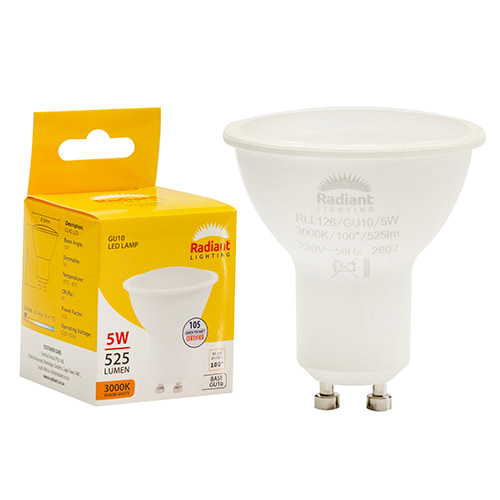 GU10 Frosted Lens 5w LED 3000K Non Dimmable 105 lm/W