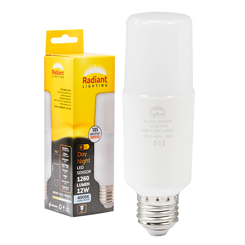 Stick Lamp T44 Day/Night Sensor 12W LED E27 4000K 105 lm/W