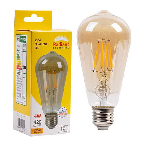 Pear Nipple Filament Amber 4w LED E27 2700K 105 lm/W