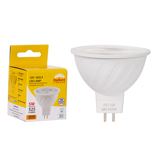 MR16 Frosted Lens 5w LED GU5.3 3000K 12V 105 lm/W