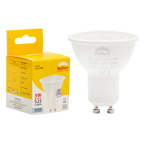 GU10 Frosted Lens 5W LED 4000K Non Dimmable 105 lm/W