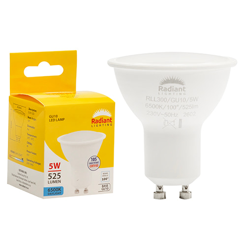 GU10 Frosted Lens 5W LED 6500K Non Dimmable 105 lm/W
