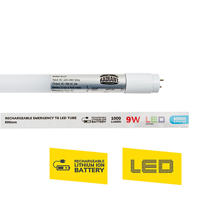 Rechargeable T8 Tube 9w LED G13 6500K 600mm