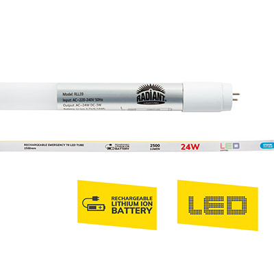 Rechargeable T8 Tube 24w LED G13 6500K 1500mm