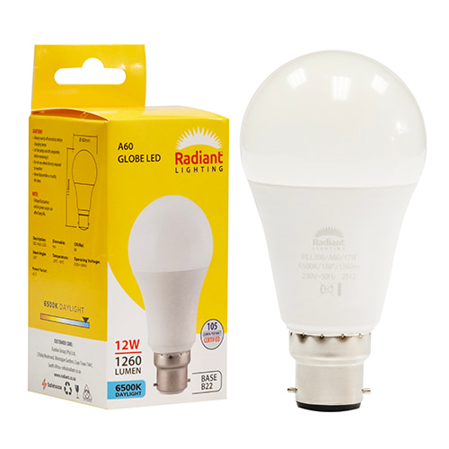 A60 12W LED B22 6500K 105 lm/W
