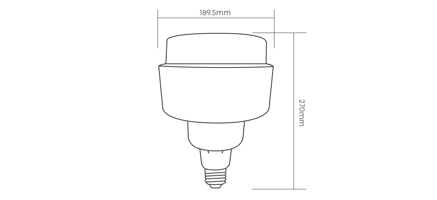High Powered 120W LED E40 6500K 12614lm, Dimension drawing