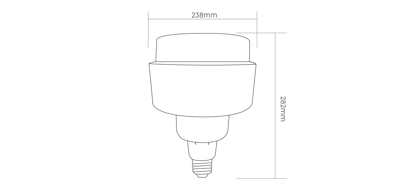 High Powered 160W LED E40 6500K 16500lm, Dimension drawing