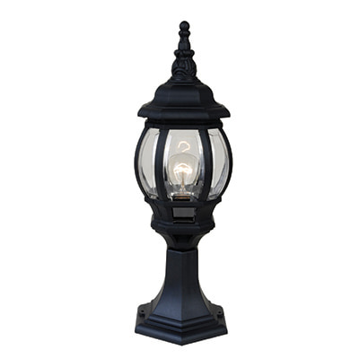 Lantern 6 Panel Outdoor Pillar Black