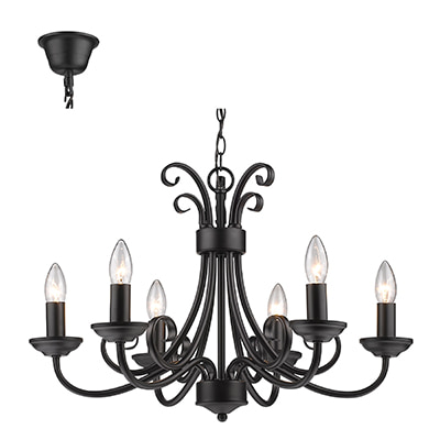6LT Chandelier Black E14 6x40w