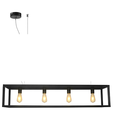 Pendant 4LT Metal Black E27 4x60w