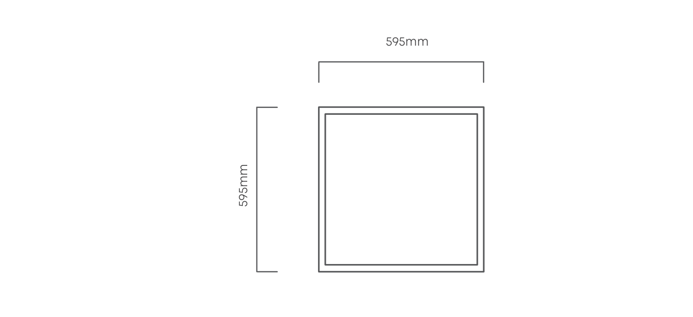 Panel LED 40W Backlit 600x600mm 3CCT, Dimension drawing