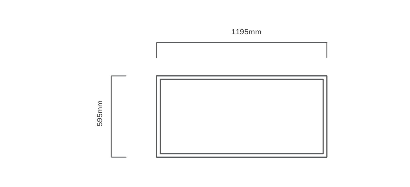 Panel LED 60W Backlit 1200x600mm 3CCT, Dimension drawing