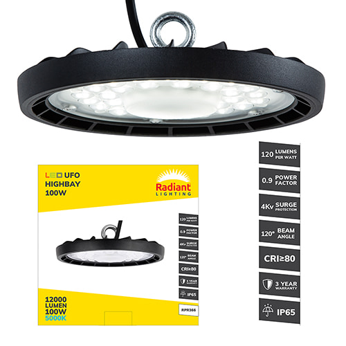 UFO Highbay LED 100W 5000K 3YR Warranty