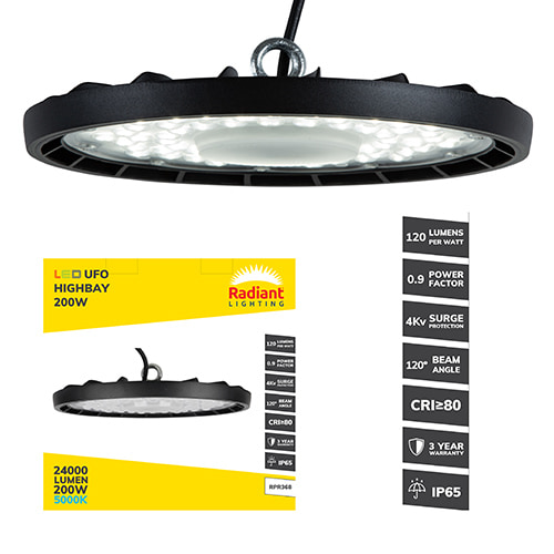UFO Highbay LED 200W 5000K 3YR Warranty