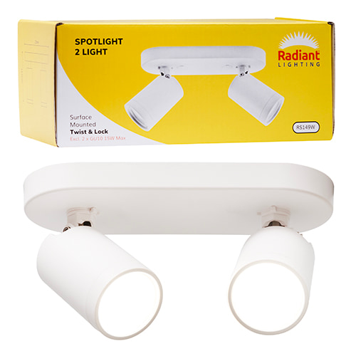 2LT Spotlight Bar Surface Mount Twist & Lock White