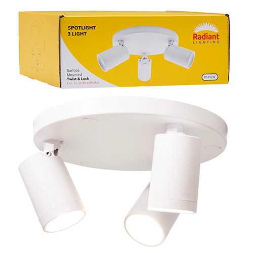 3LT Spotlight  Plate Surface Mount Twist & Lock White