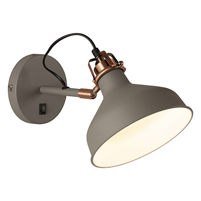 Wall Light with switch Grey & Copper