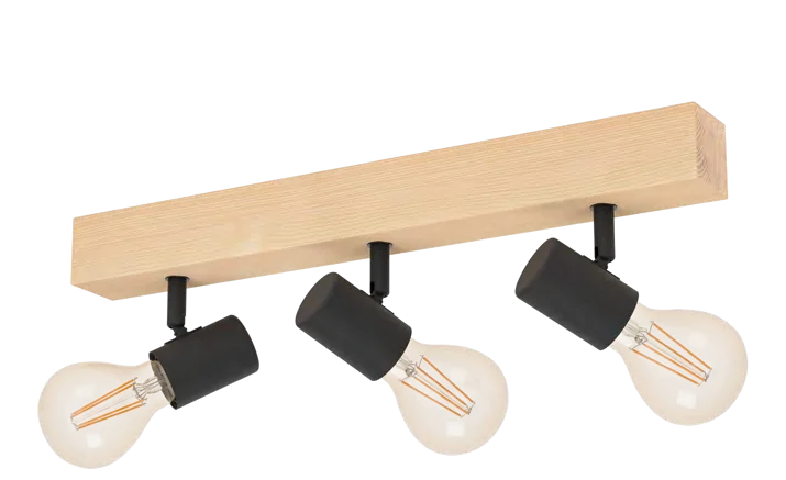 Townshend3 3LT Spotlight Wood & Black E27, view 2