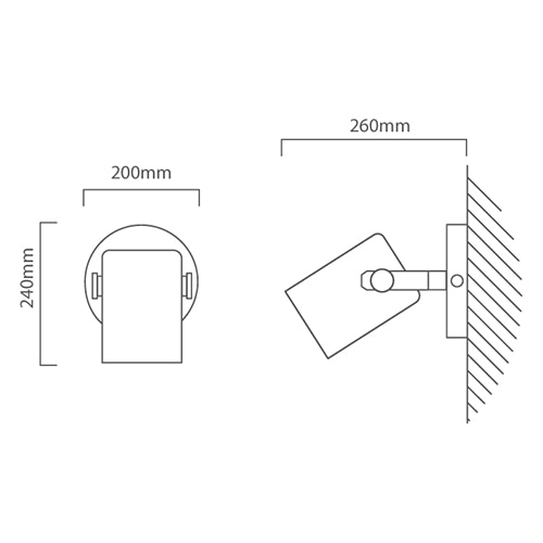 Hornwood 1LT Spotlight Black & Brown E27, Dimension drawing (CAD)