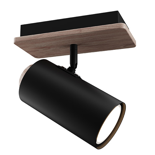 Sol 1LT Spotlight Black & Wood GU10
