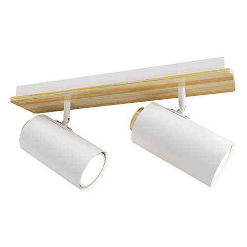 Sol 2LT Spotlight Bar White & Wood GU10