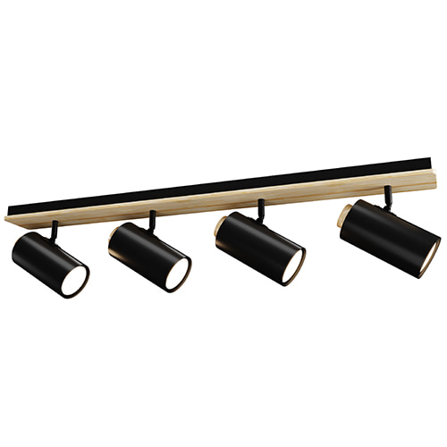 Sol 4LT Spotlight Bar Black & Wood GU10