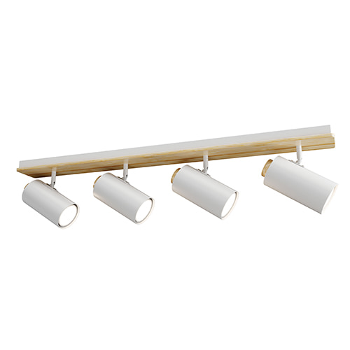 Sol 4LT Spotlight Bar White & Wood GU10