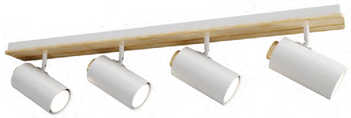 Sol 4LT Spotlight Bar White & Wood GU10, view 2