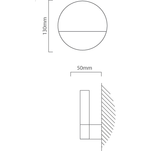 Metrass1 Round Wall Light White, Dimension drawing (CAD)