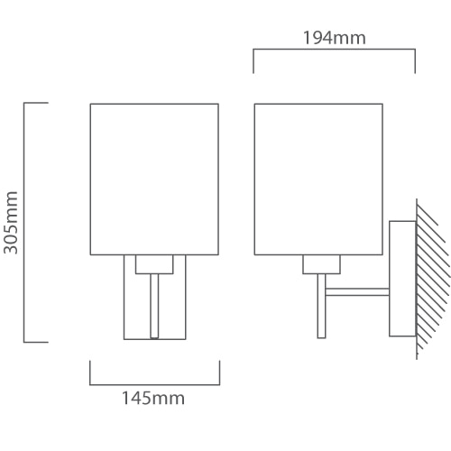 Pasteri Wall Light White, Dimension drawing (CAD)
